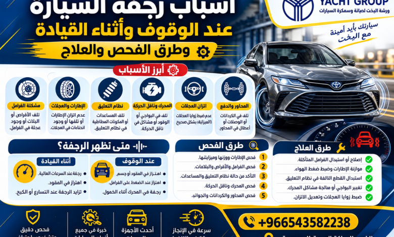 فني يفحص محرك سيارة لمعرفة أسباب رجفة السيارة وتقطيعها